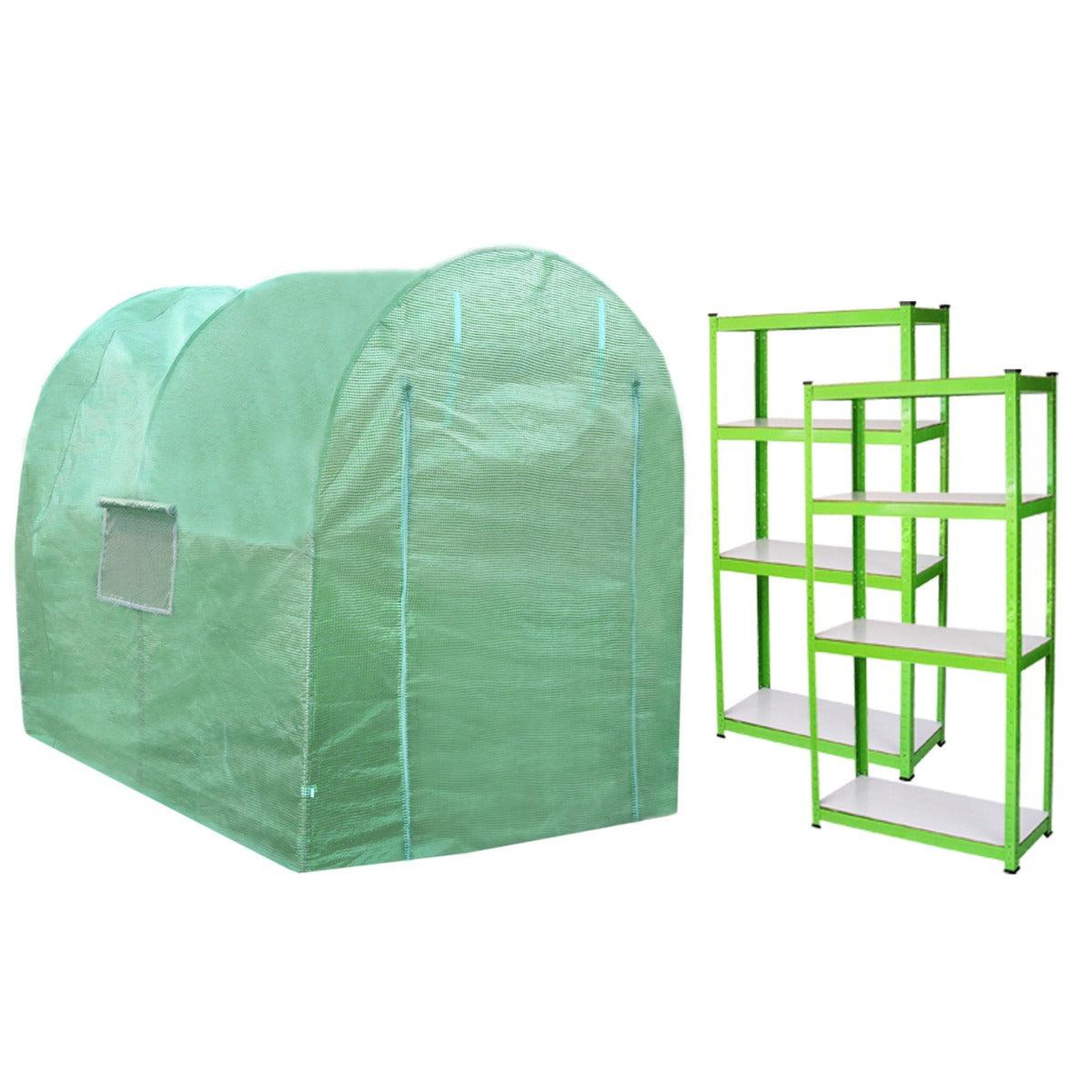 Voir la diapositive 1 : Monster Serre Polytunnel 19mm avec Étagères