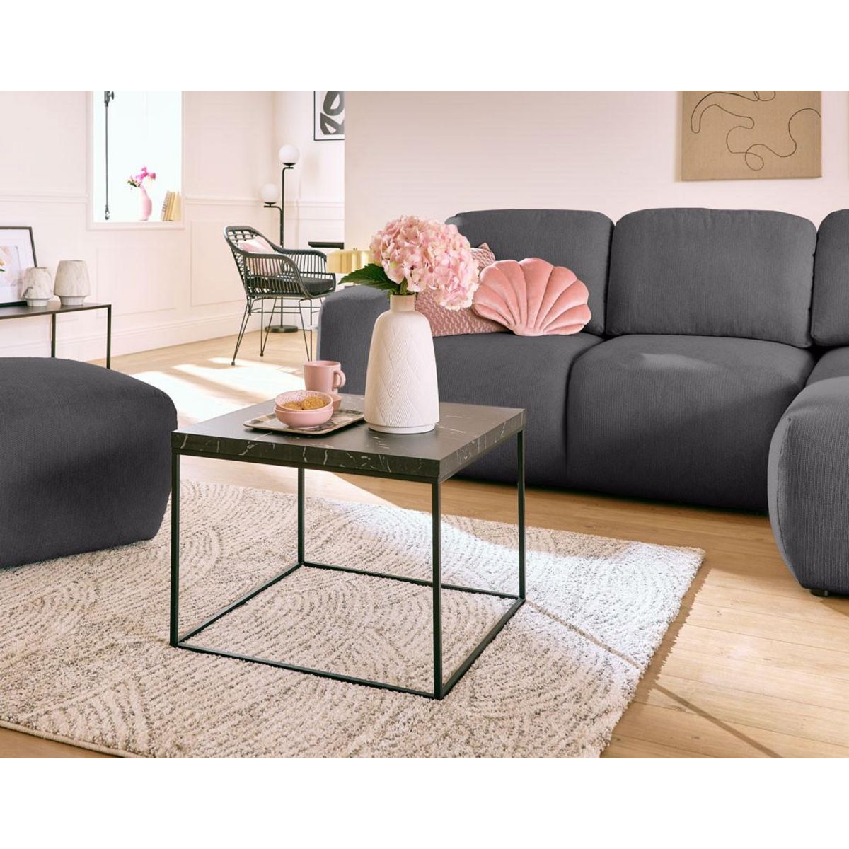 LISA DESIGN Sorrente - canapé d'angle réversible - convertible avec coffre - 4 places - en tissu texturé