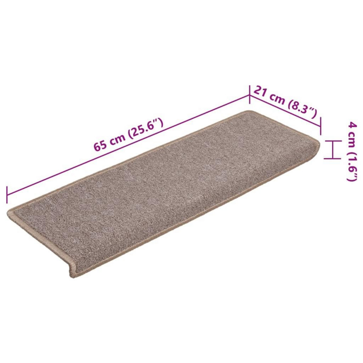 VIDAXL Tapis d'escalier 15 pcs 65x21x4 cm Marron clair