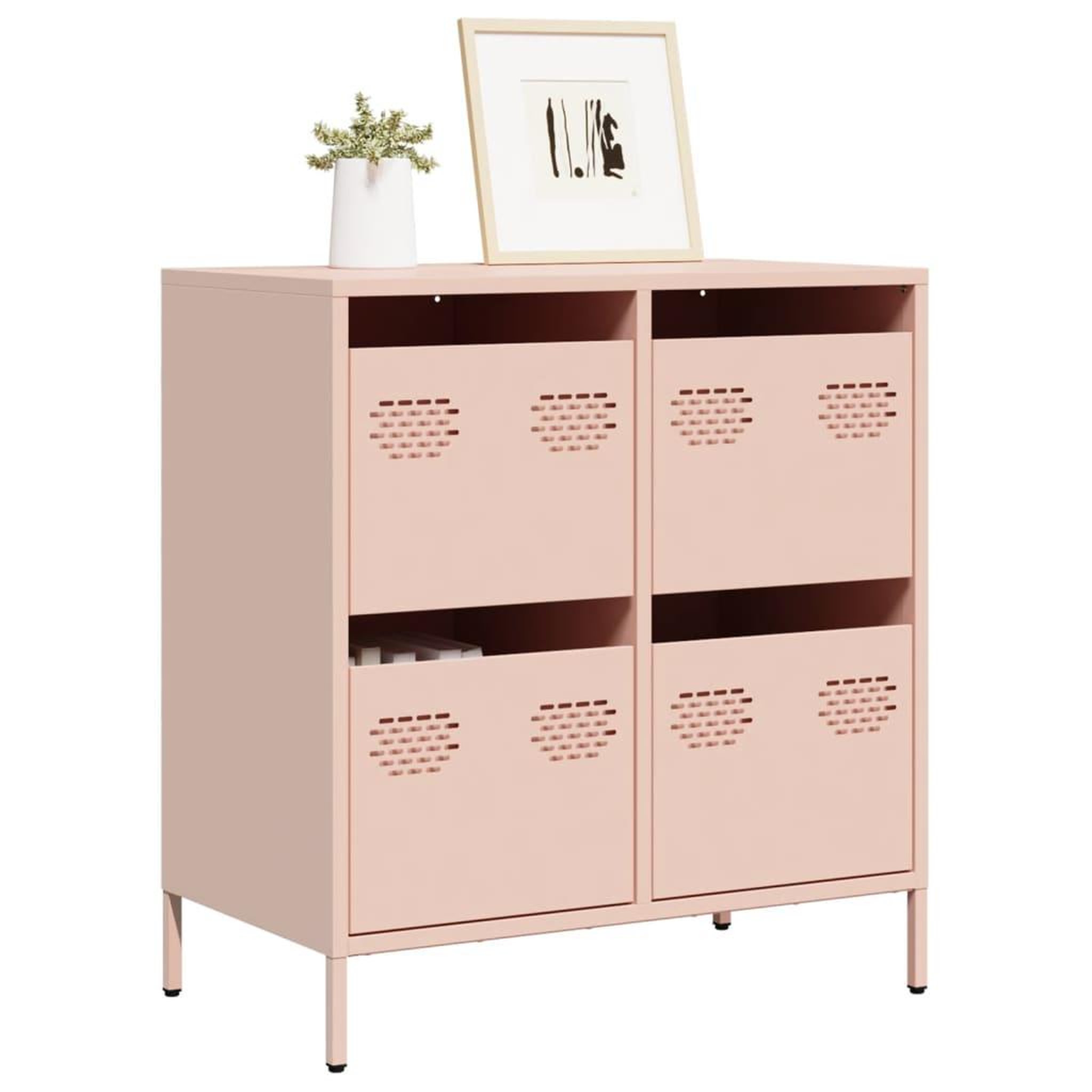 VIDAXL Buffet rose 68x39x73,5 cm acier lamine a froid