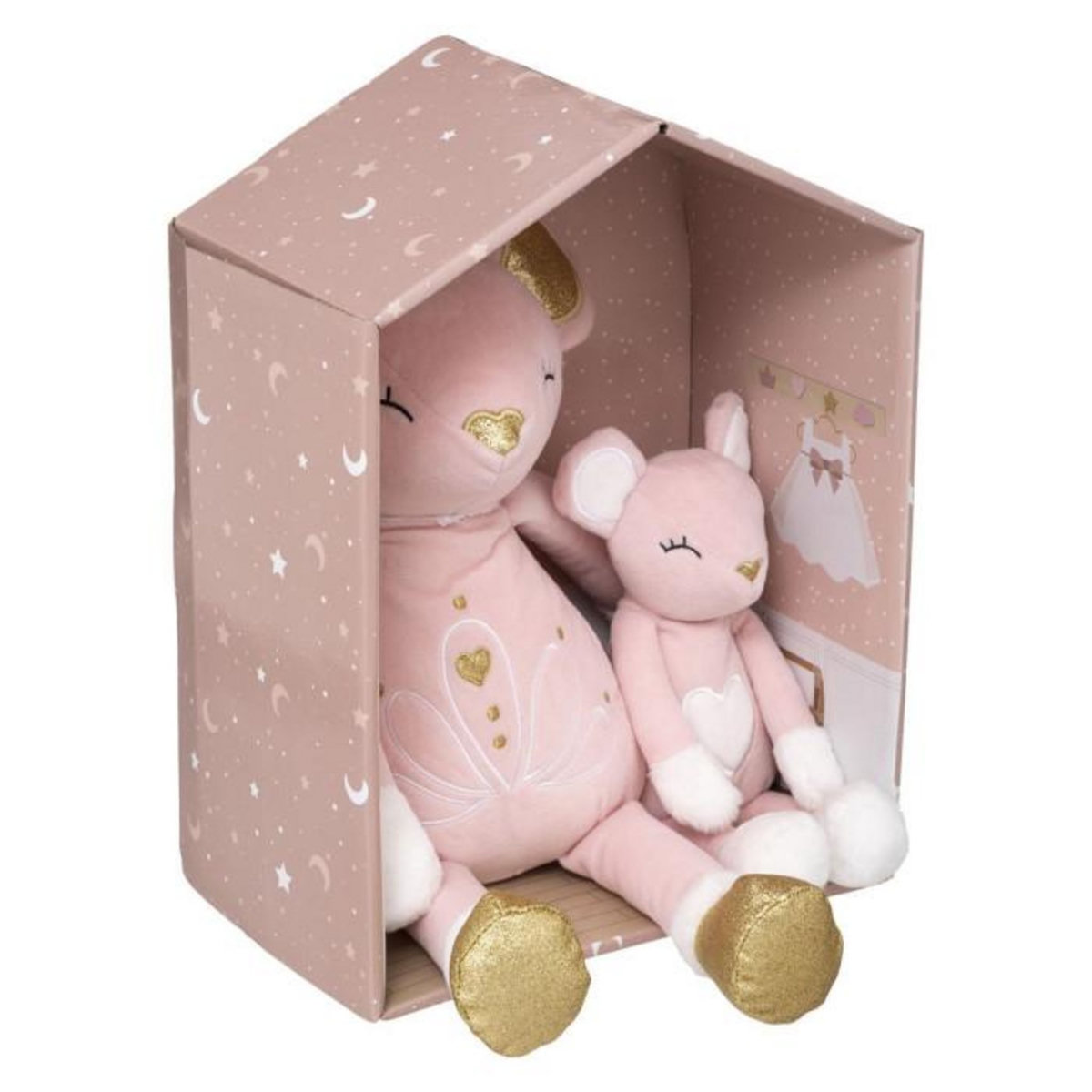 Atmosphera Kids Lot de 2 Peluches Enfant  Souris & Maman  28cm Rose