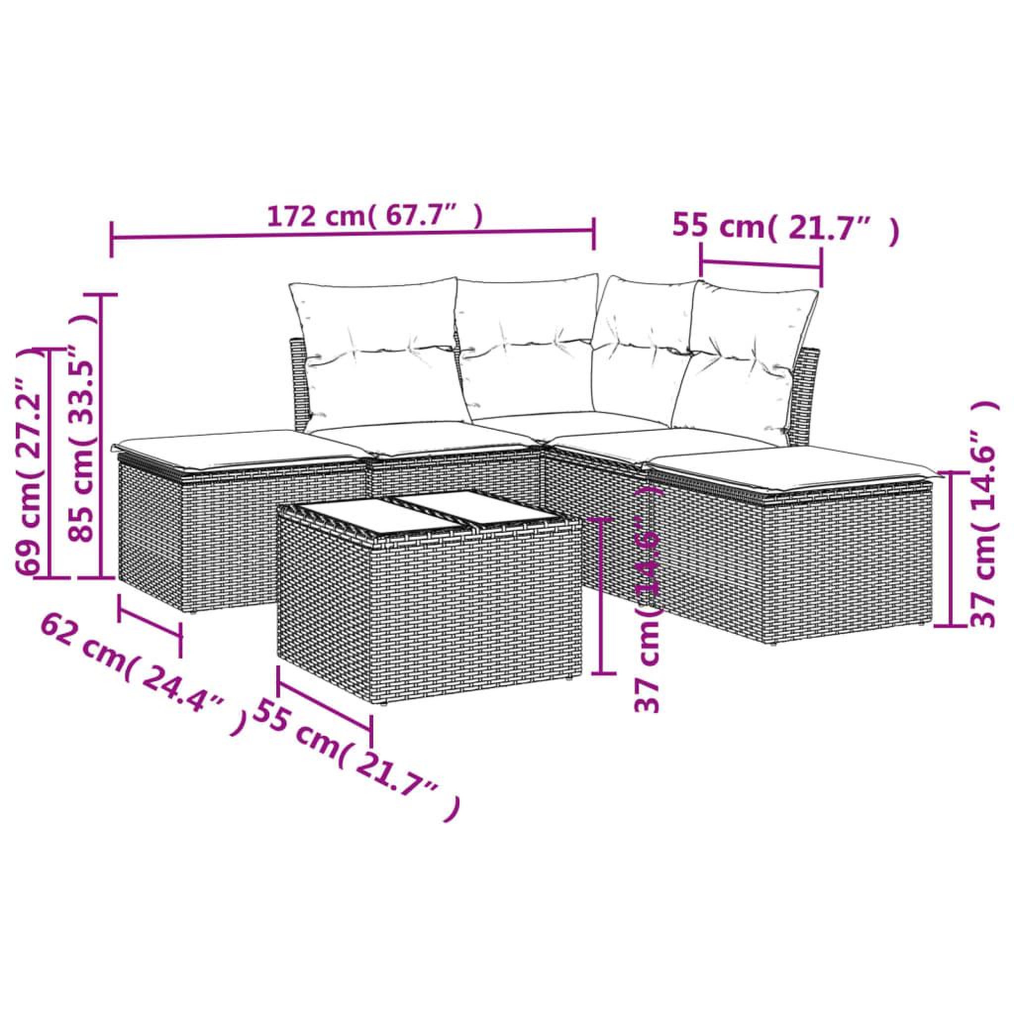Voir la diapositive 3 : VIDAXL Salon de jardin 6 pcs avec coussins noir resine tressee