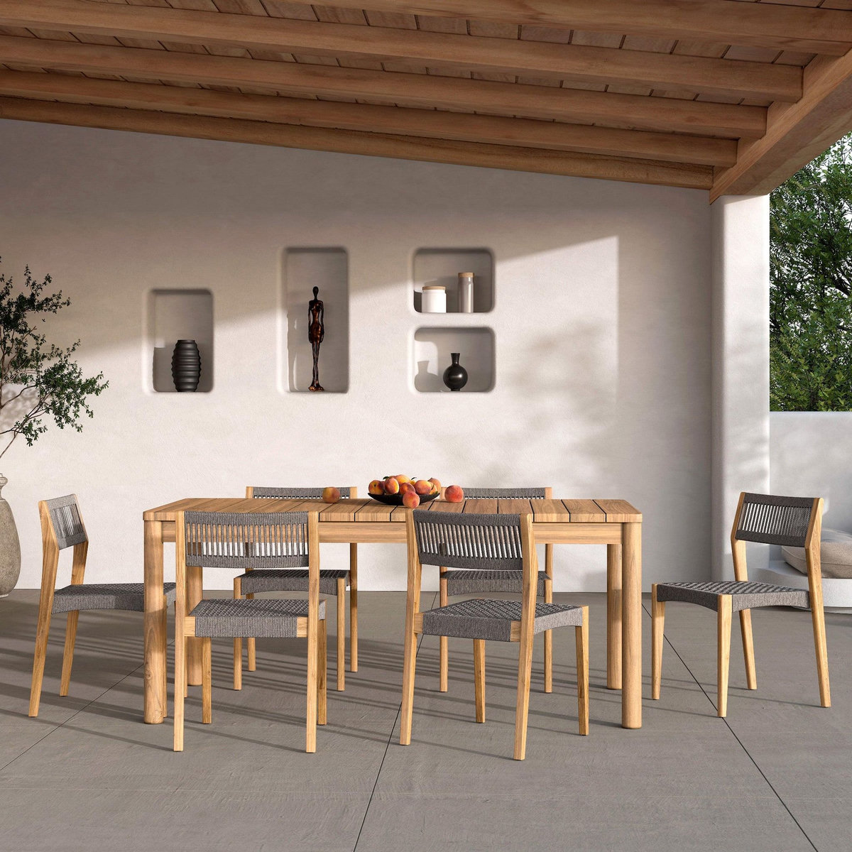 Rendez vous déco Table et chaises de jardin en bois de teck massif 6 personnes-Kora