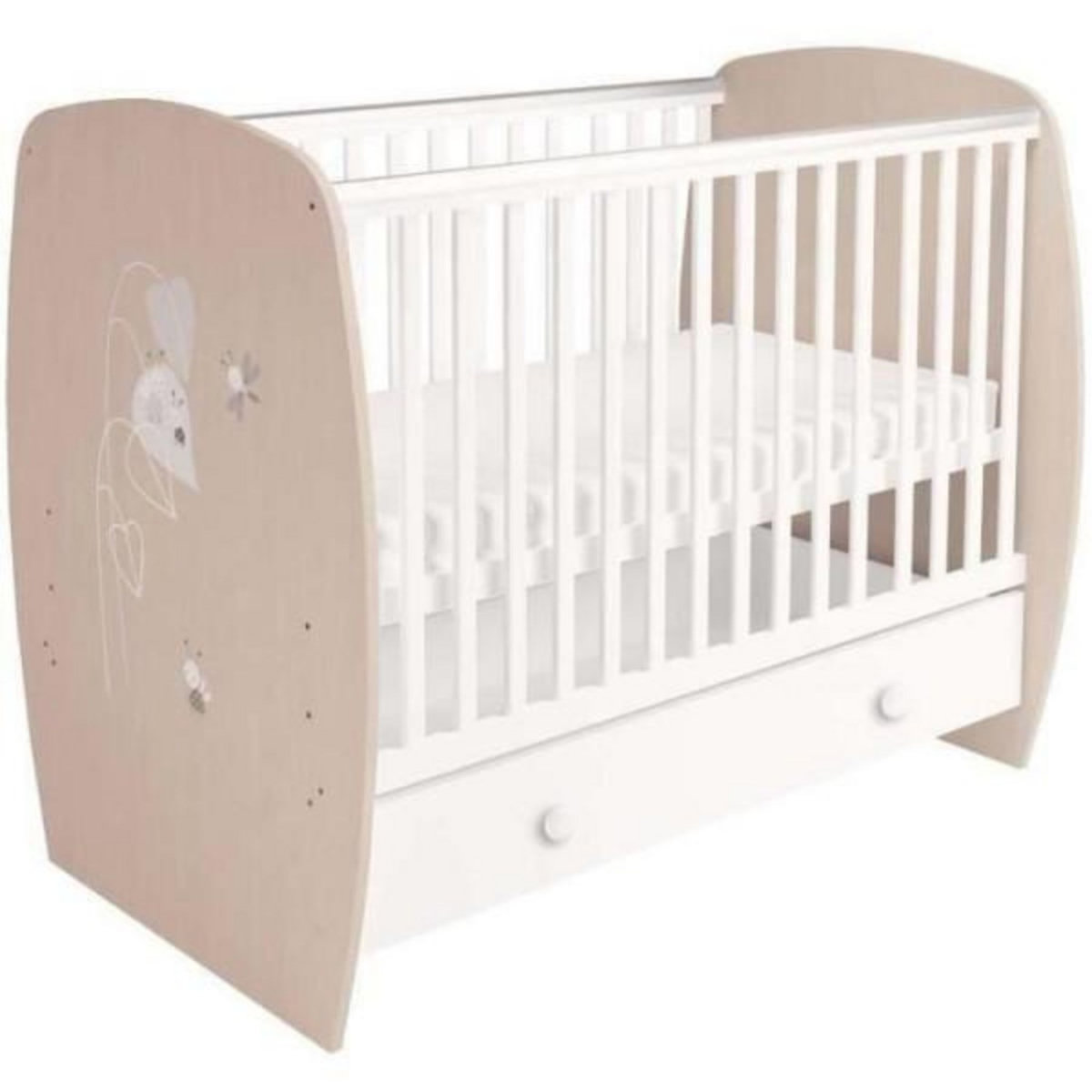POLINI KIDS POLINI KIDS AMIS ZEN Lit NEVA 120*60 avec tiroir blanc/naturel
