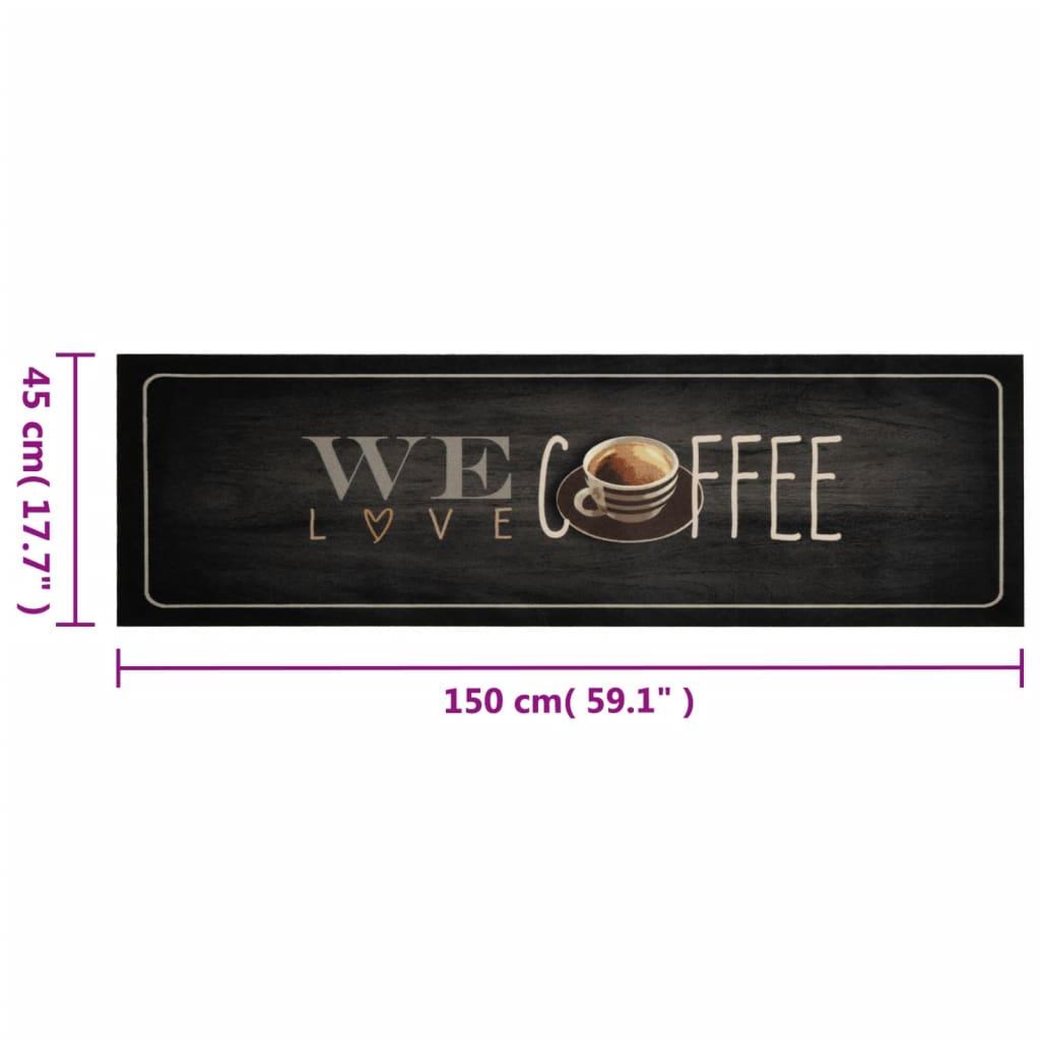 Voir la diapositive 5 : VIDAXL Tapis de cuisine lavable texte Coffee 45x150 cm velours