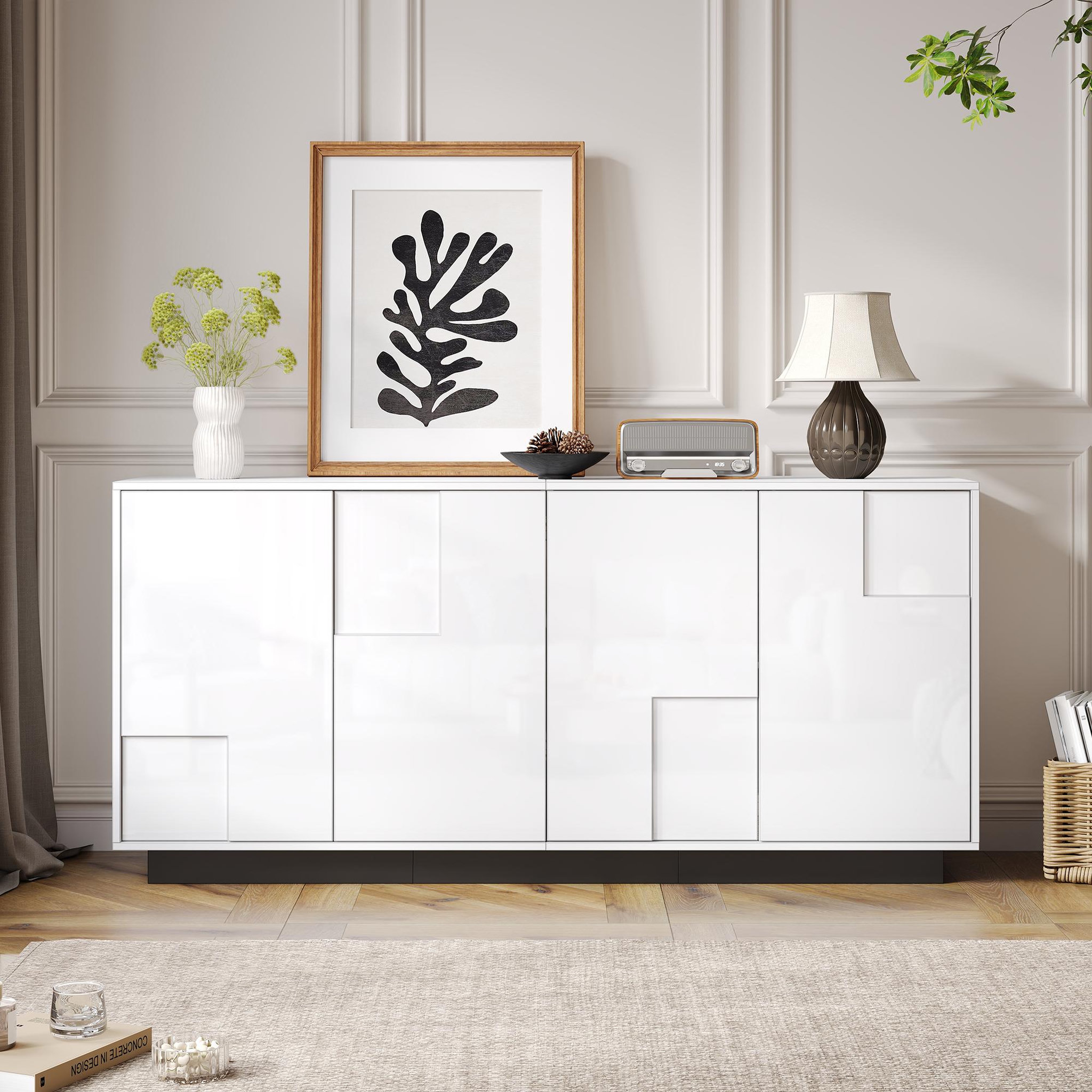 Voir la diapositive 2 : MERAX Buffet 4 porte(s) 0 tiroir(s) - 160 cm blanc panneau de particules