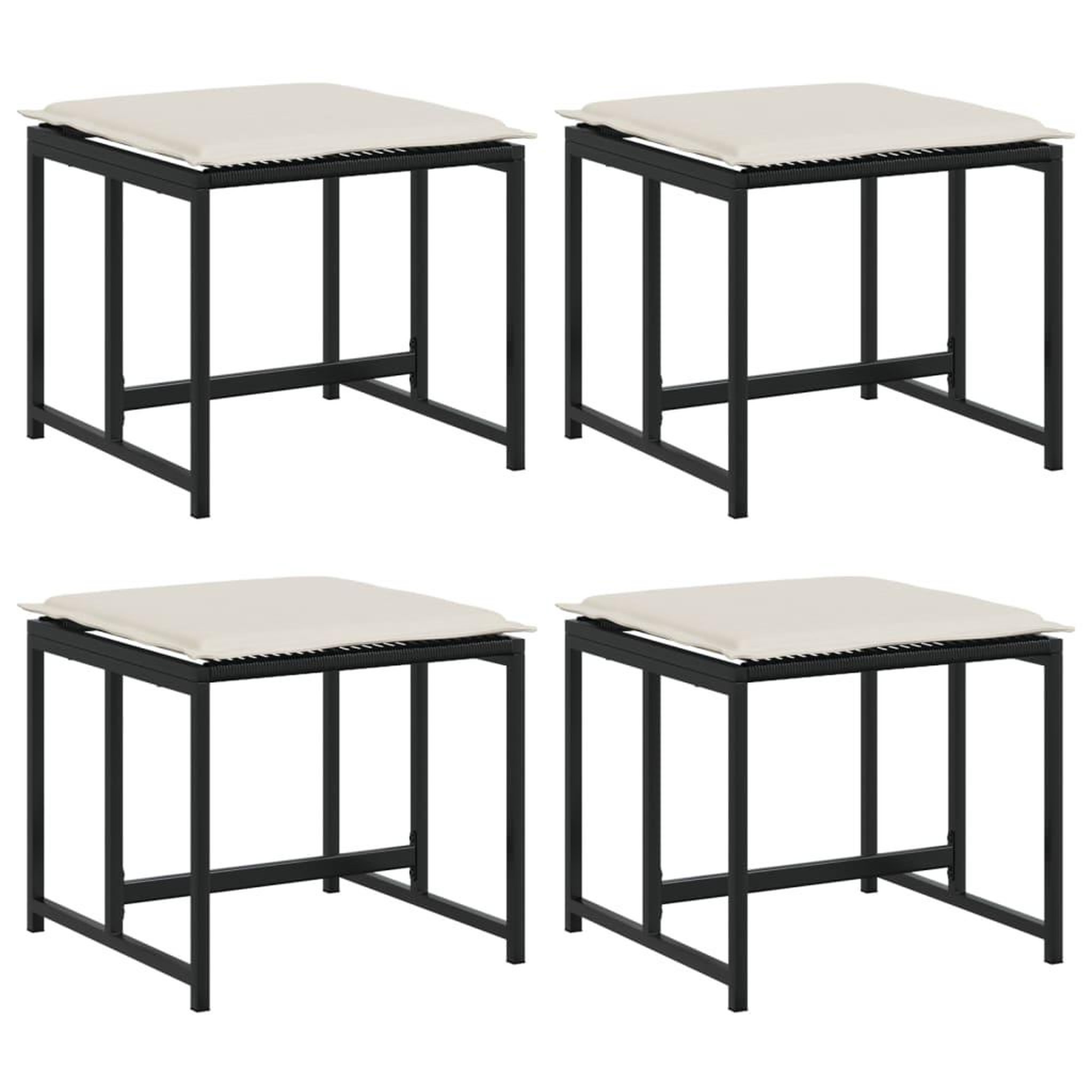 Voir la diapositive 2 : VIDAXL Tabourets de jardin avec coussins lot de 4 noir resine tressee