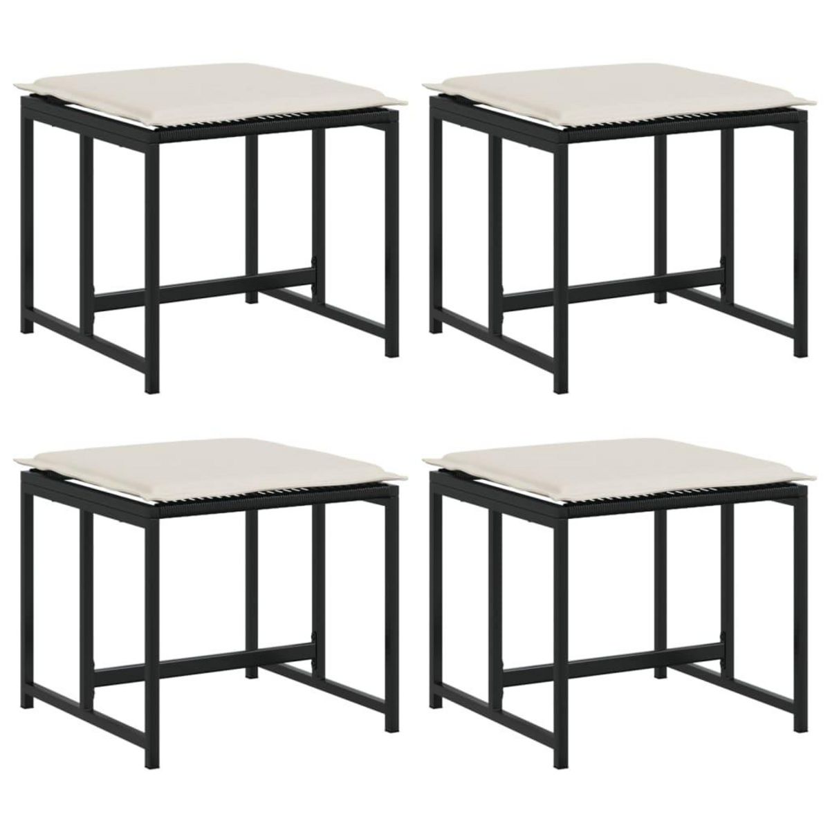 VIDAXL Tabourets de jardin avec coussins lot de 4 noir resine tressee