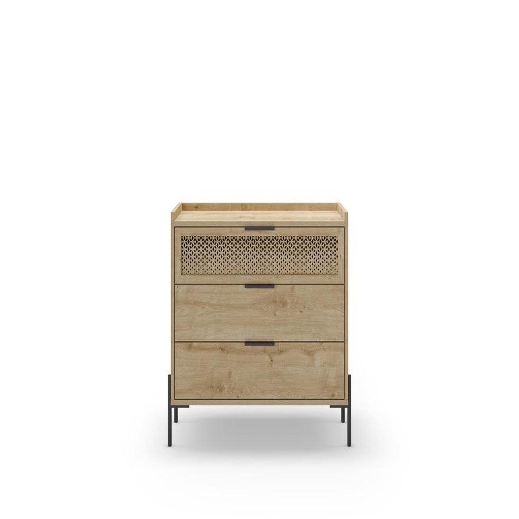 CASANOVA PARIS Stera - commode 3 tiroirs 94cm en mélamine - chêne clair