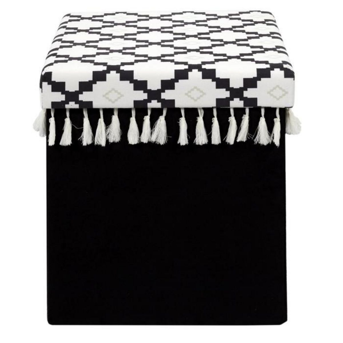 Paris Prix Pouf Pliable & Coffre  Mirage  38cm Noir & Blanc