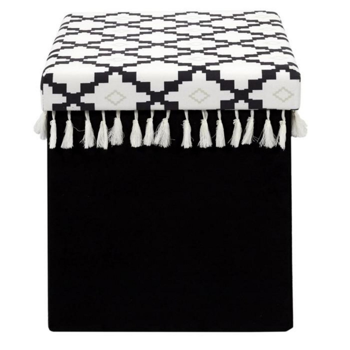 Paris Prix Pouf Pliable & Coffre  Mirage  38cm Noir & Blanc