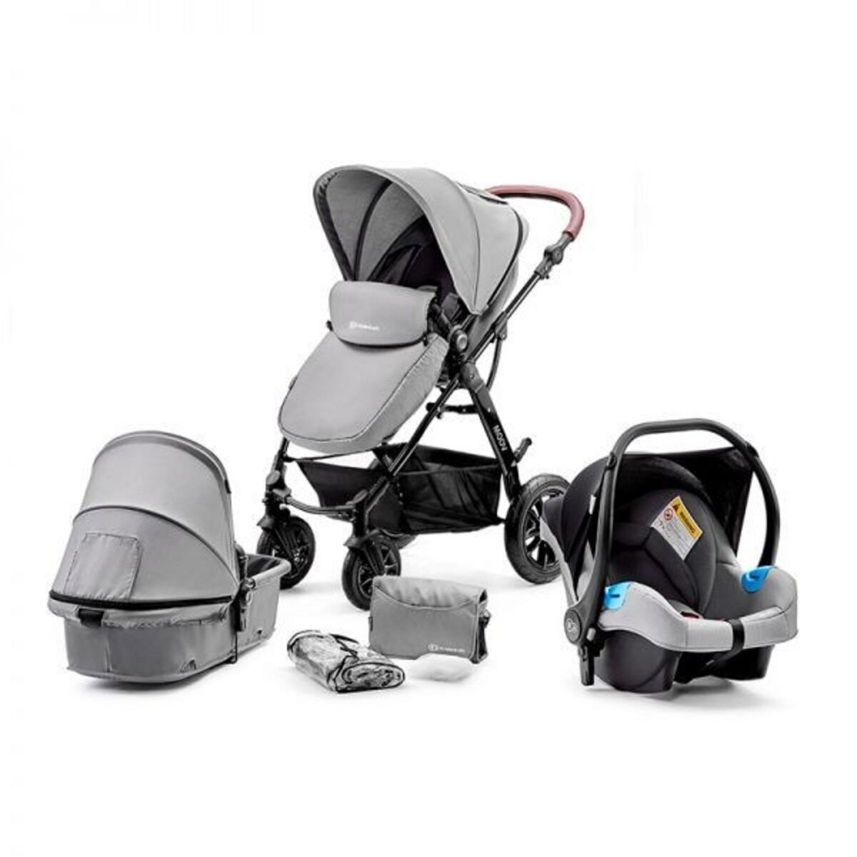 Trio Poussette Veo + siège auto Mink + nacelle KINDERKRAFT