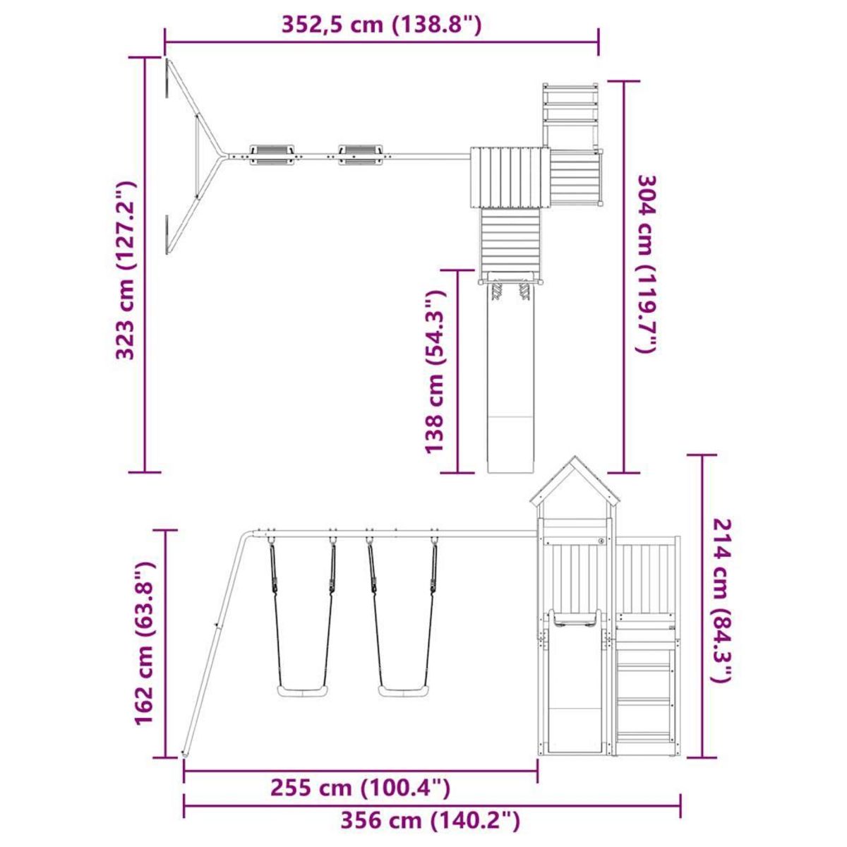 VIDAXL Aire de jeux d'exterieur bois de pin massif