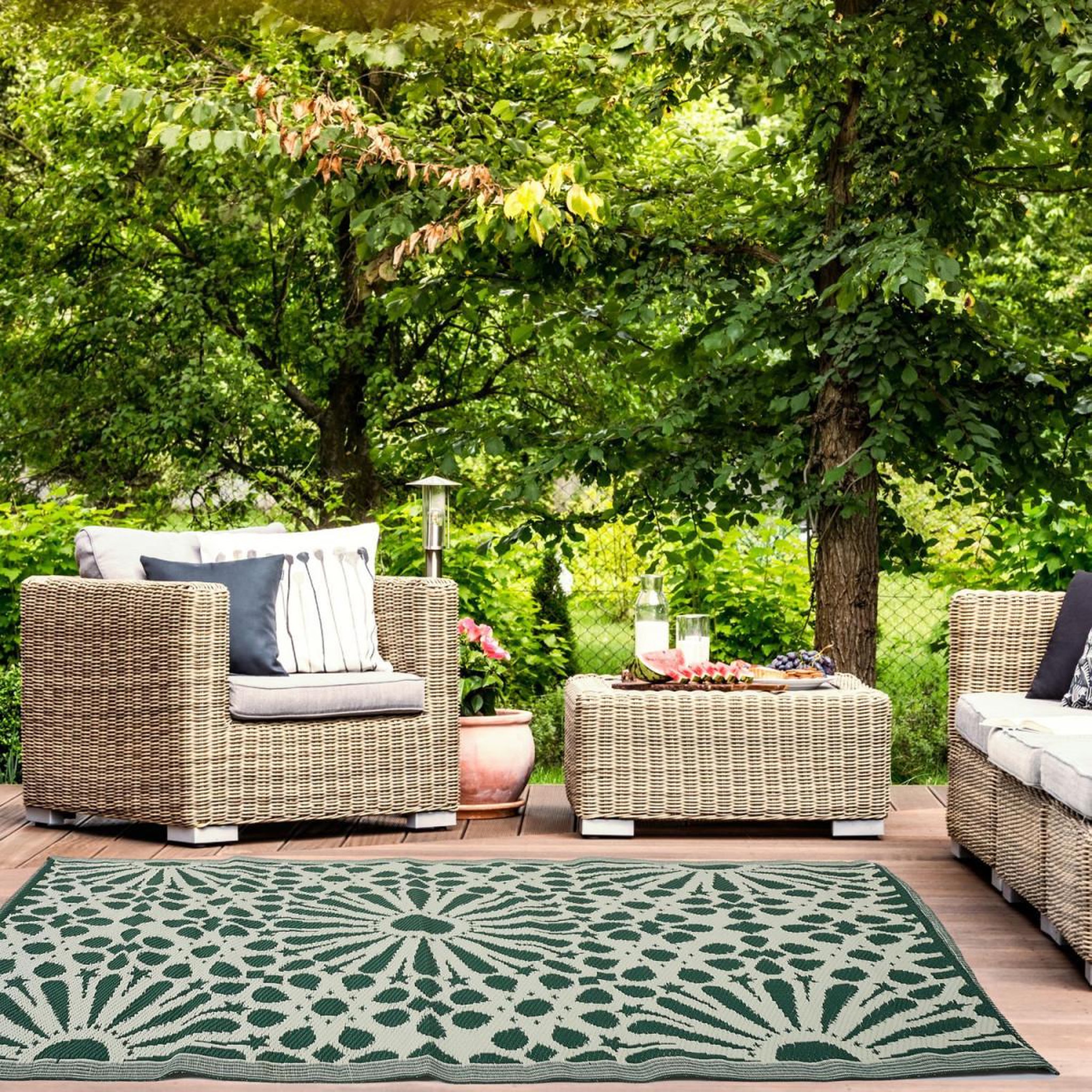 Voir la diapositive 4 : The Home Deco Factory Tapis déco imprimé  patio  120x180cm vert