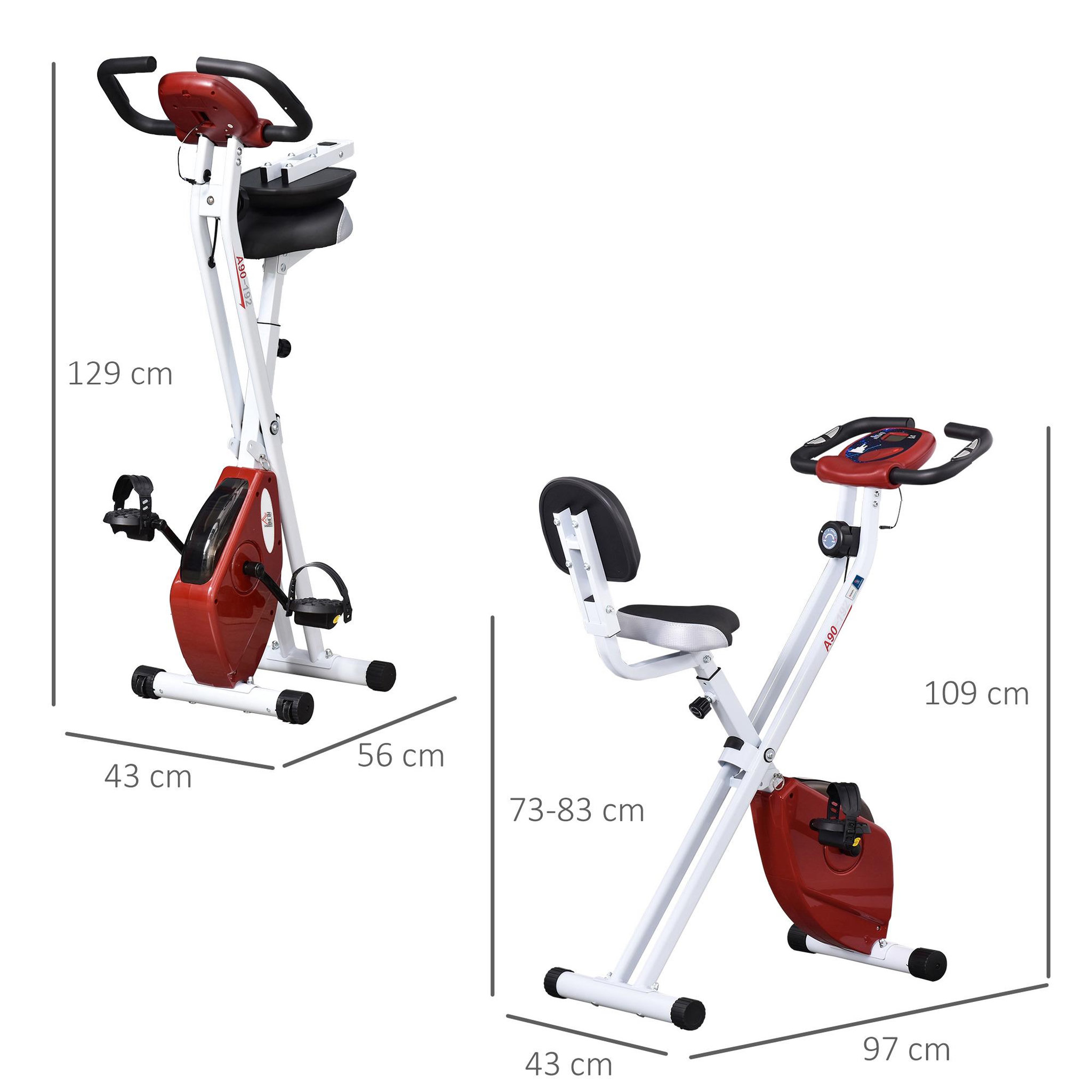 Voir la diapositive 3 : HOMCOM Vélo d'appartement pliable - collaboration Aosom.fr x FFHandball - 8 niv. résistance magnétique réglable