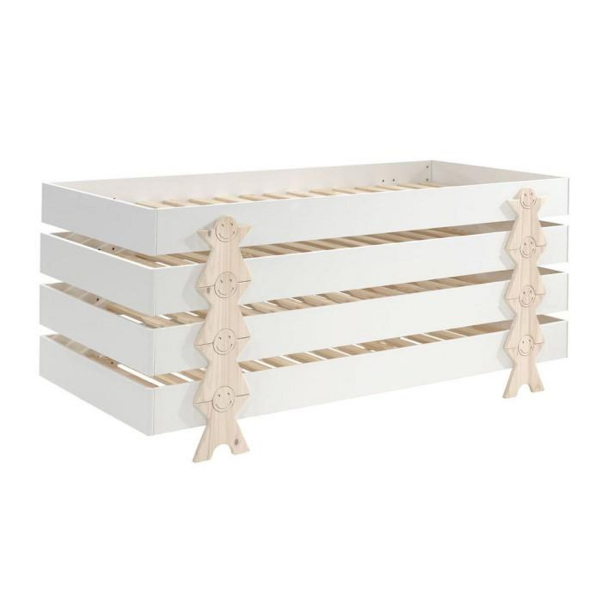 Paris Prix Lit Enfant en Bois  Modulo Smiley IV  90x200cm Blanc