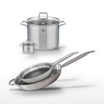 ELO Lot 2 Poêles 32/28cm & 2 Faitouts 26/12cm Elo Relief Solution