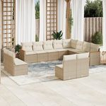 VIDAXL Salon de jardin avec coussins 12 pcs beige resine tressee