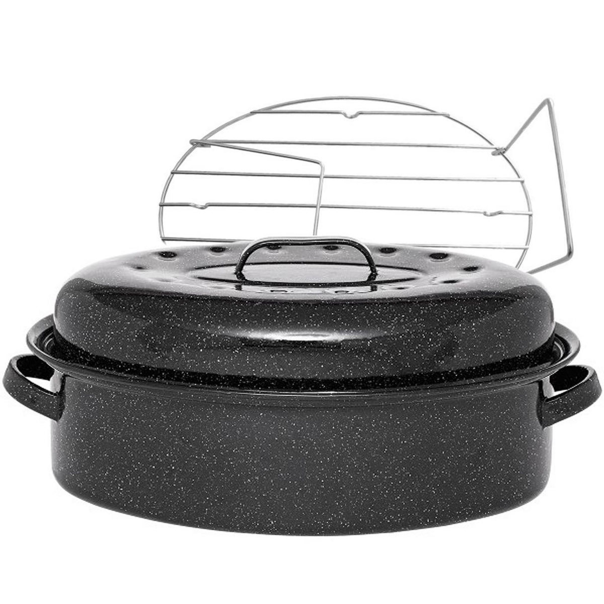 Warmcook Cocotte ovale en acier carbon 46x31cm + grille - 0509+2005