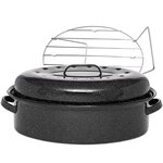 Warmcook Cocotte ovale en acier carbon 46x31cm + grille - 0509+2005