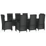 Voir la diapositive 3 : VIDAXL Ensemble a manger jardin 9pcs et coussins noir resine tressee