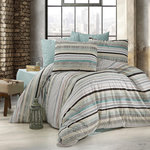 Home collection Parure housse de couette 100% coton 57 fils imprimé Terrina vert. Coloris disponibles : Vert