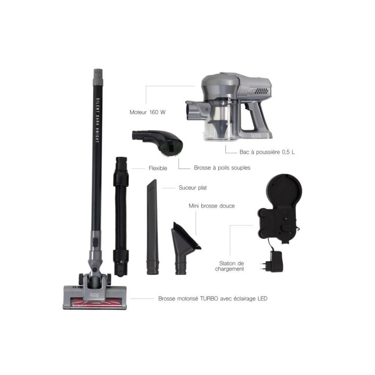 Kitchen move Aspirateur balai sans fil 2en1 rechargeable 22.2v - bat-h20bpet