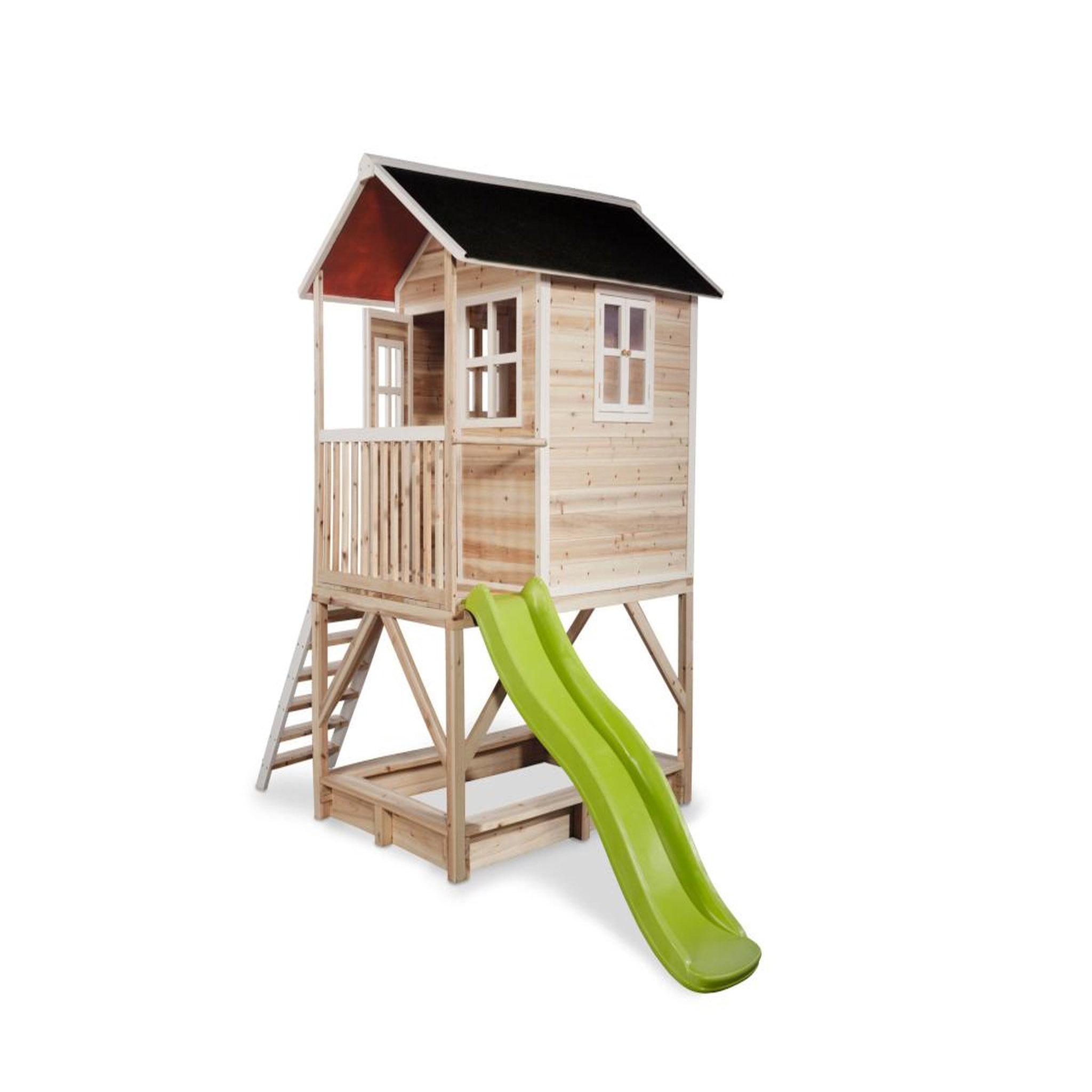 Voir la diapositive 2 : EXIT TOYS Maisonnette en bois pour enfants loft 500 naturel - exit toys