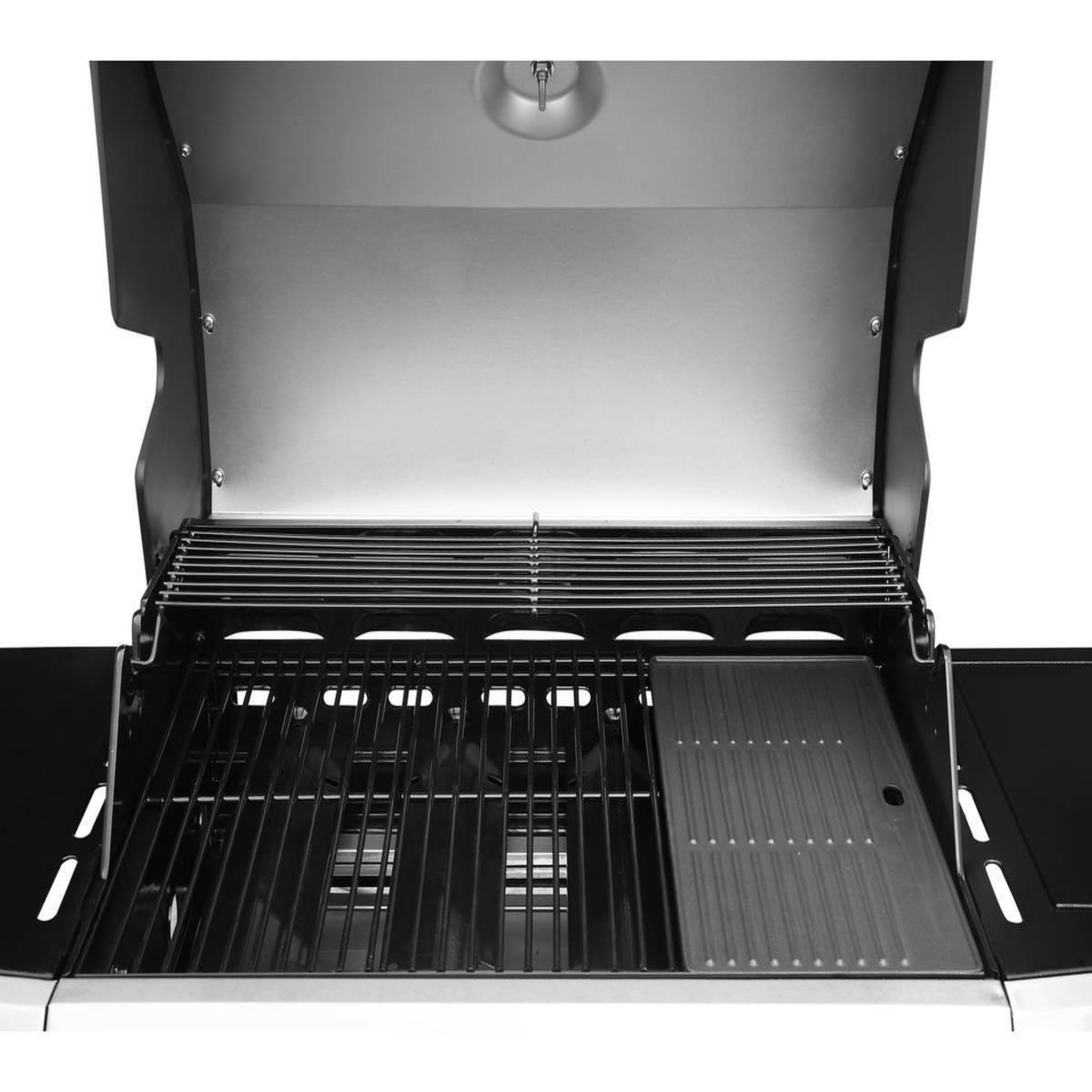 Voir la diapositive 4 : Habitat et Jardin Barbecue gaz avec LED  Bingo 5  - 5 Brûleurs dont 1 latéral - 15.2kW + Housse protection - Argenté