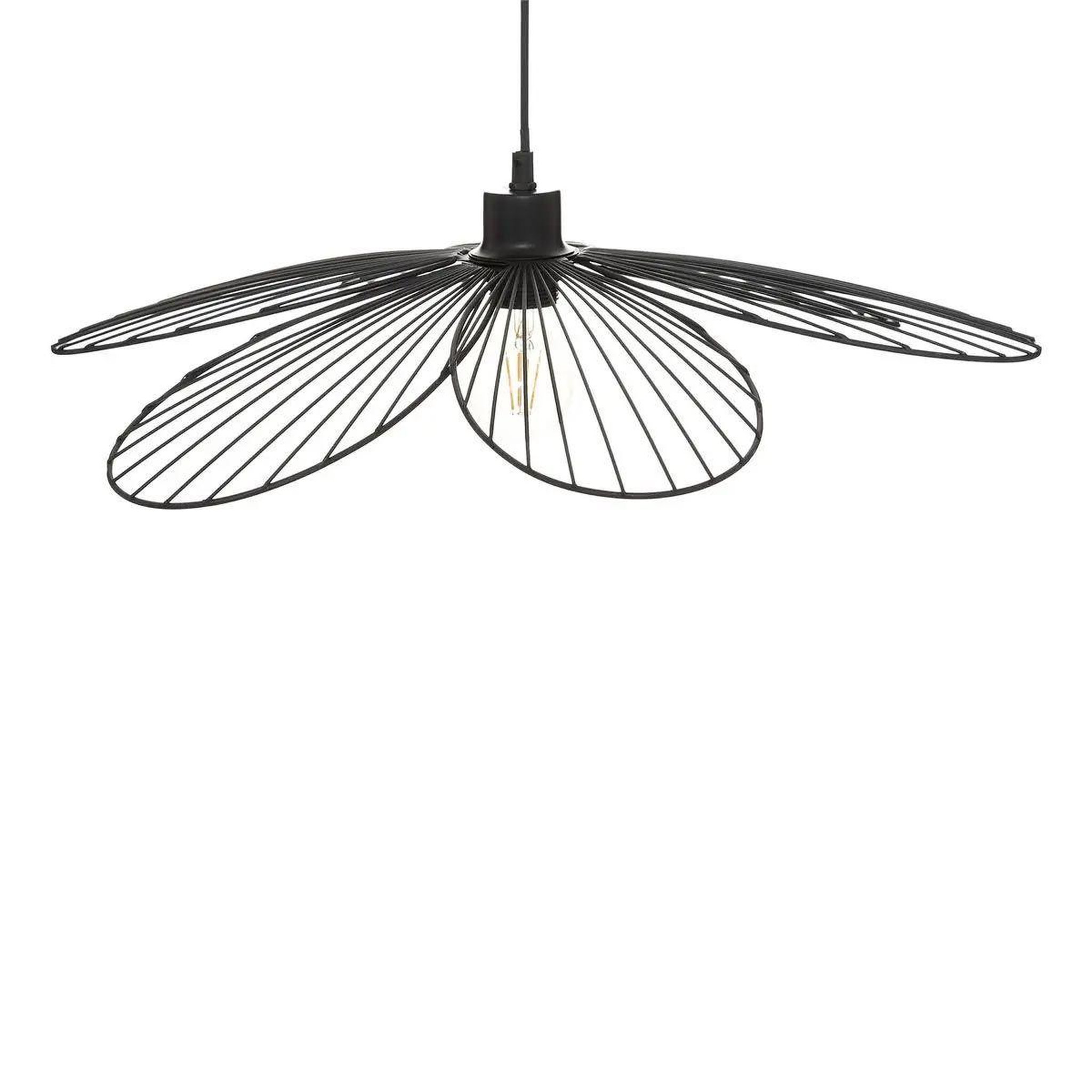 Voir la diapositive 2 : ATMOSPHERA Lampe suspension en métal  fleur  90cm noir