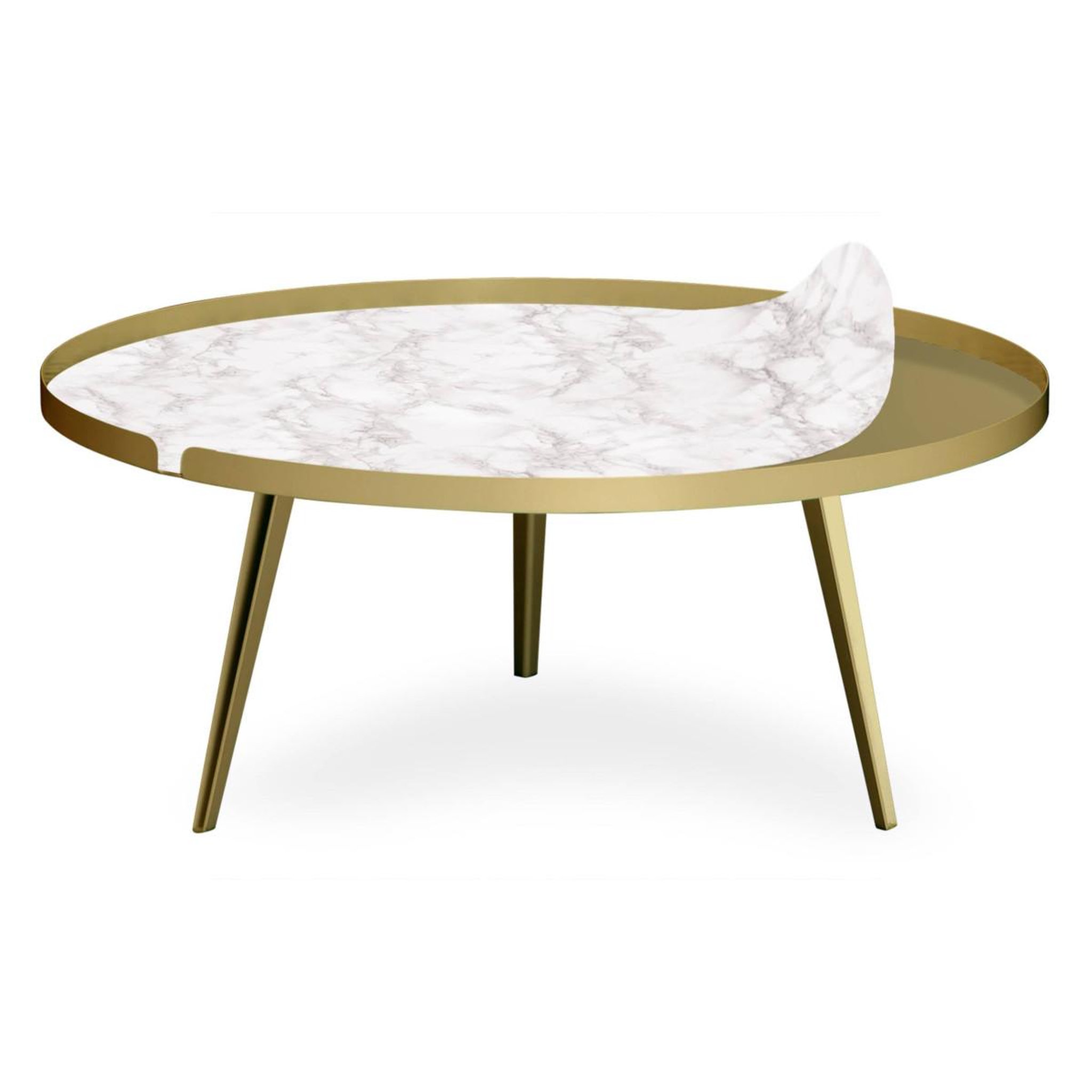 Voir la diapositive 5 : Paris Prix Table basse à rebord 2 covers  texture  90cm or