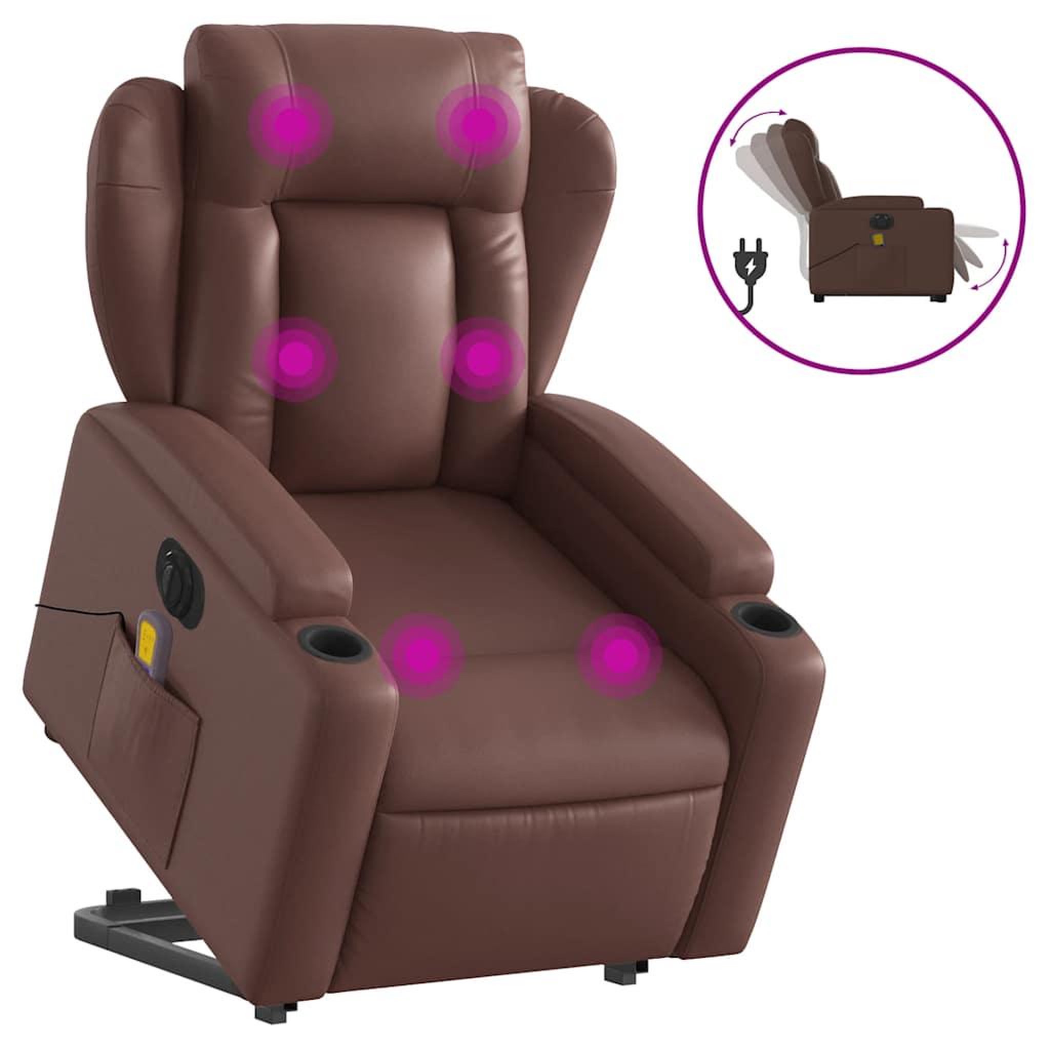 Voir la diapositive 2 : VIDAXL Fauteuil inclinable de massage electrique marron similicuir