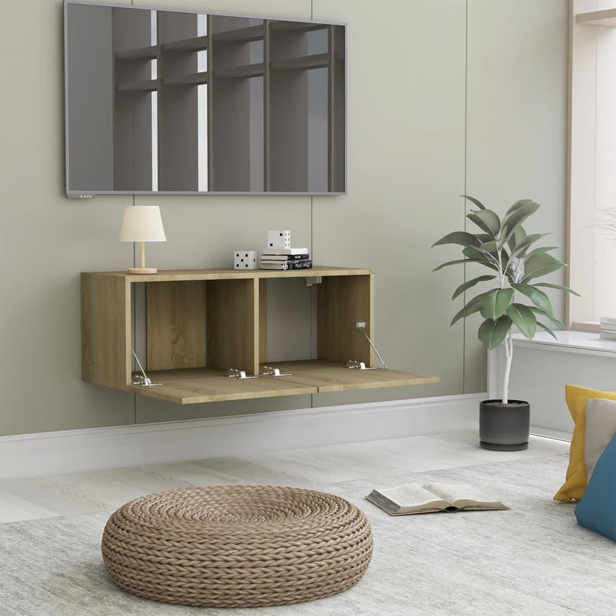 Voir la diapositive 3 : VIDAXL Meuble TV Chene sonoma 80x30x30 cm Bois d'ingenierie