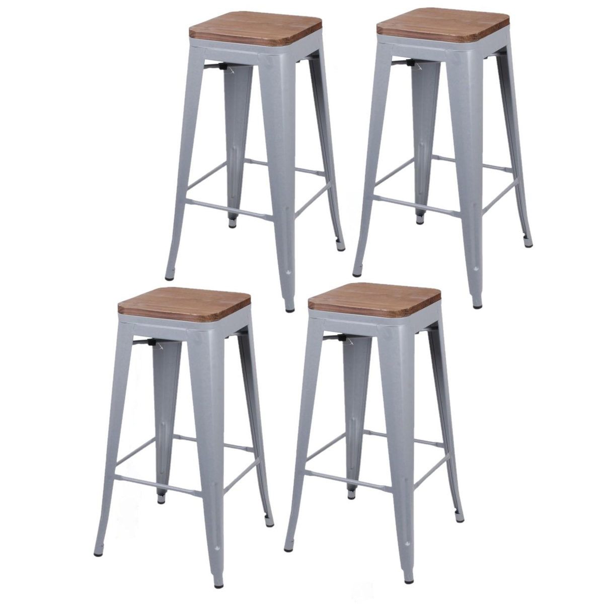 TOILINUX Lot de 4 Tabourets de bar vintage Liv