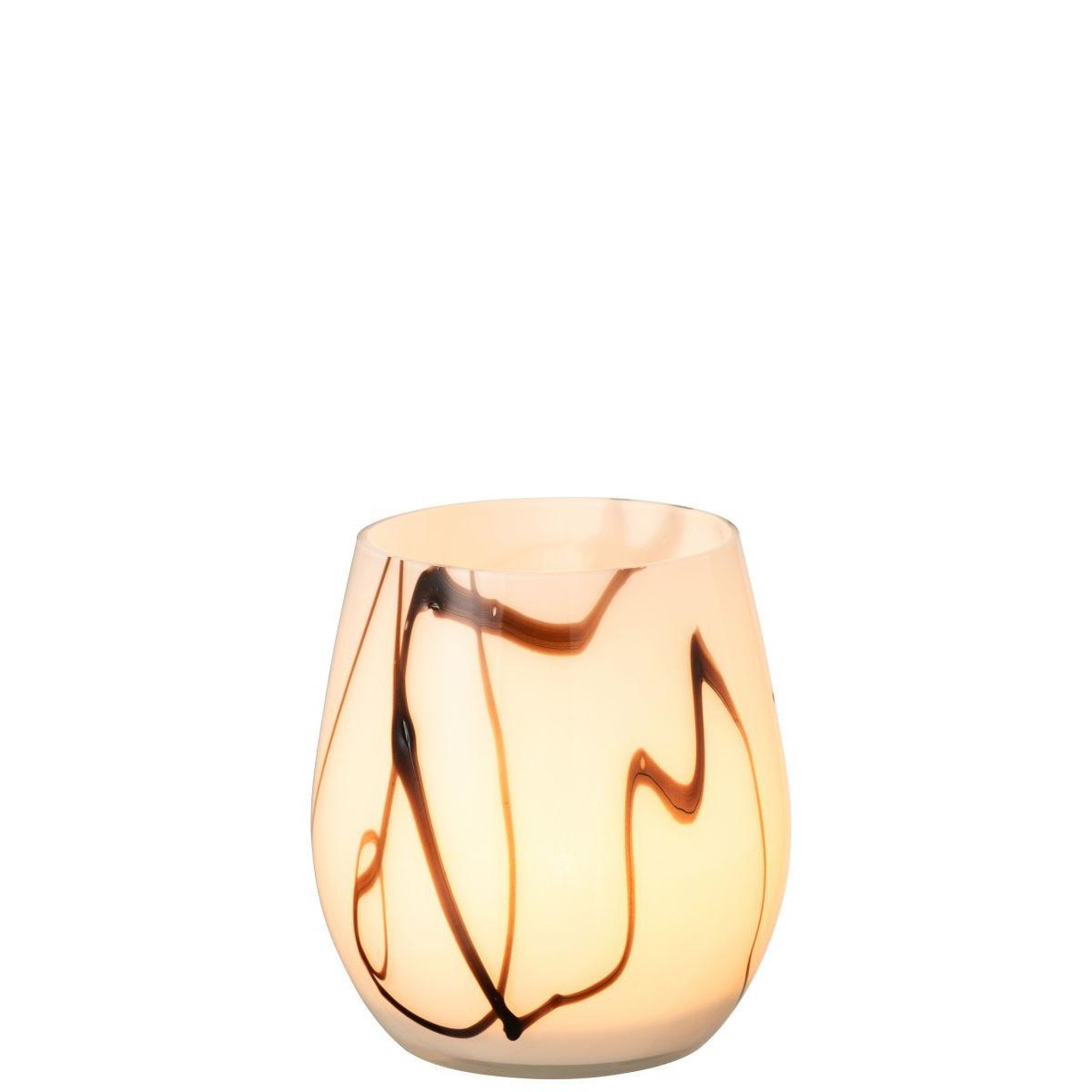 Voir la diapositive 2 : J-LINE Photophore en verre  effet fumé  14cm blanc