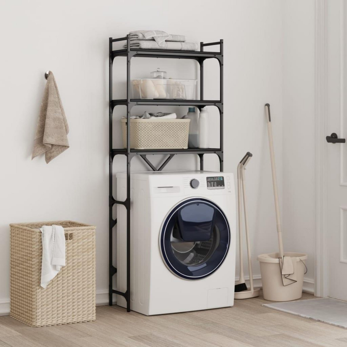 VIDAXL Etagere de lave-linge noir 67x25x163 cm bois d'ingenierie