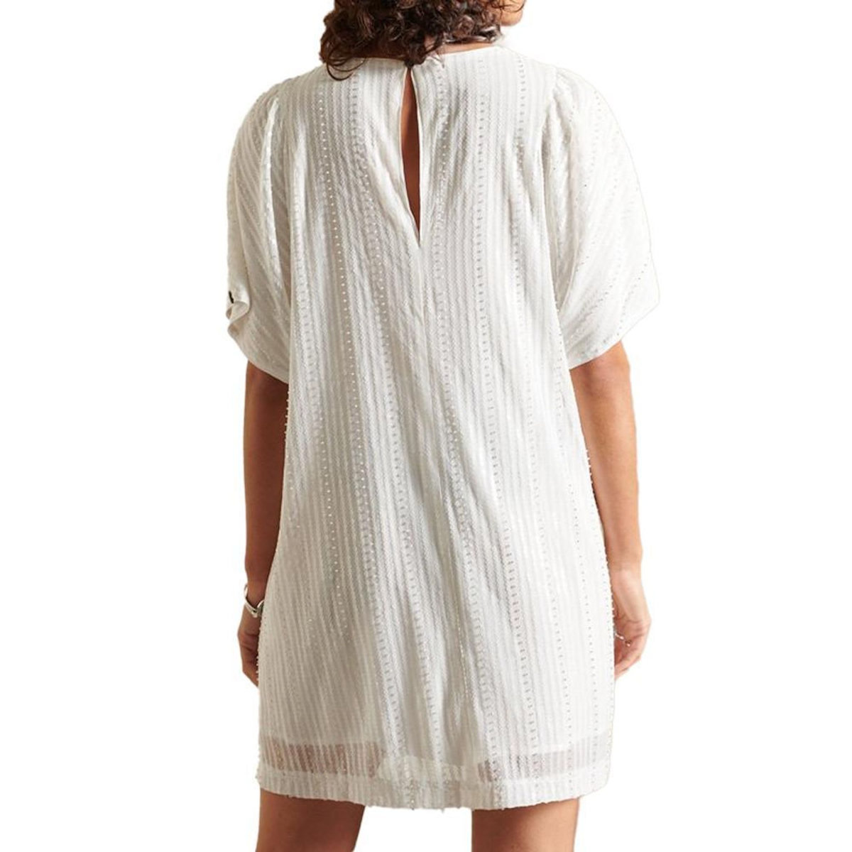 SUPERDRY Robe Blanche à sequins Femme Superdry