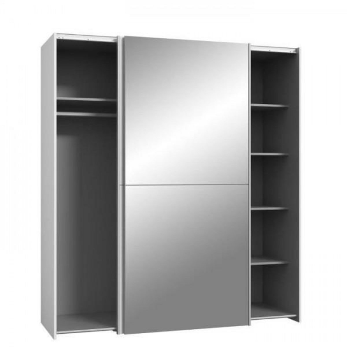 MARKET24 Armoire 2 portes coulissantes + miroir - Panneaux de particules - Blanc mat - L 170,3 x P 61,2 x H 190,5 cm - ULOS