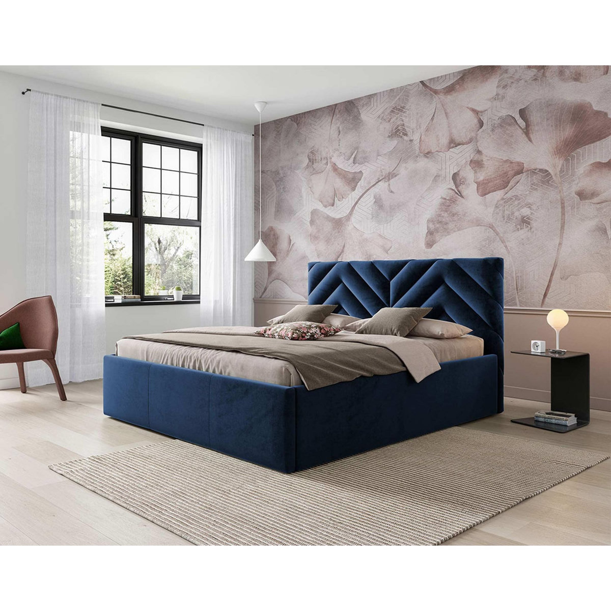 BEST MOBILIER Santiago - lit coffre - 180x200 - sommier inclus - en velours