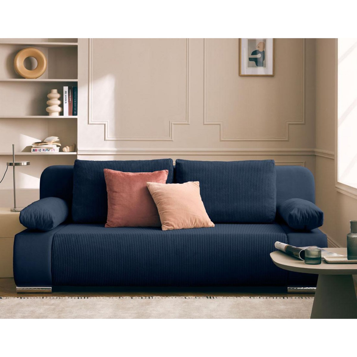 BEST MOBILIER Elio - canapé 3 places convertible - avec coffre - en velours et velours côtelé