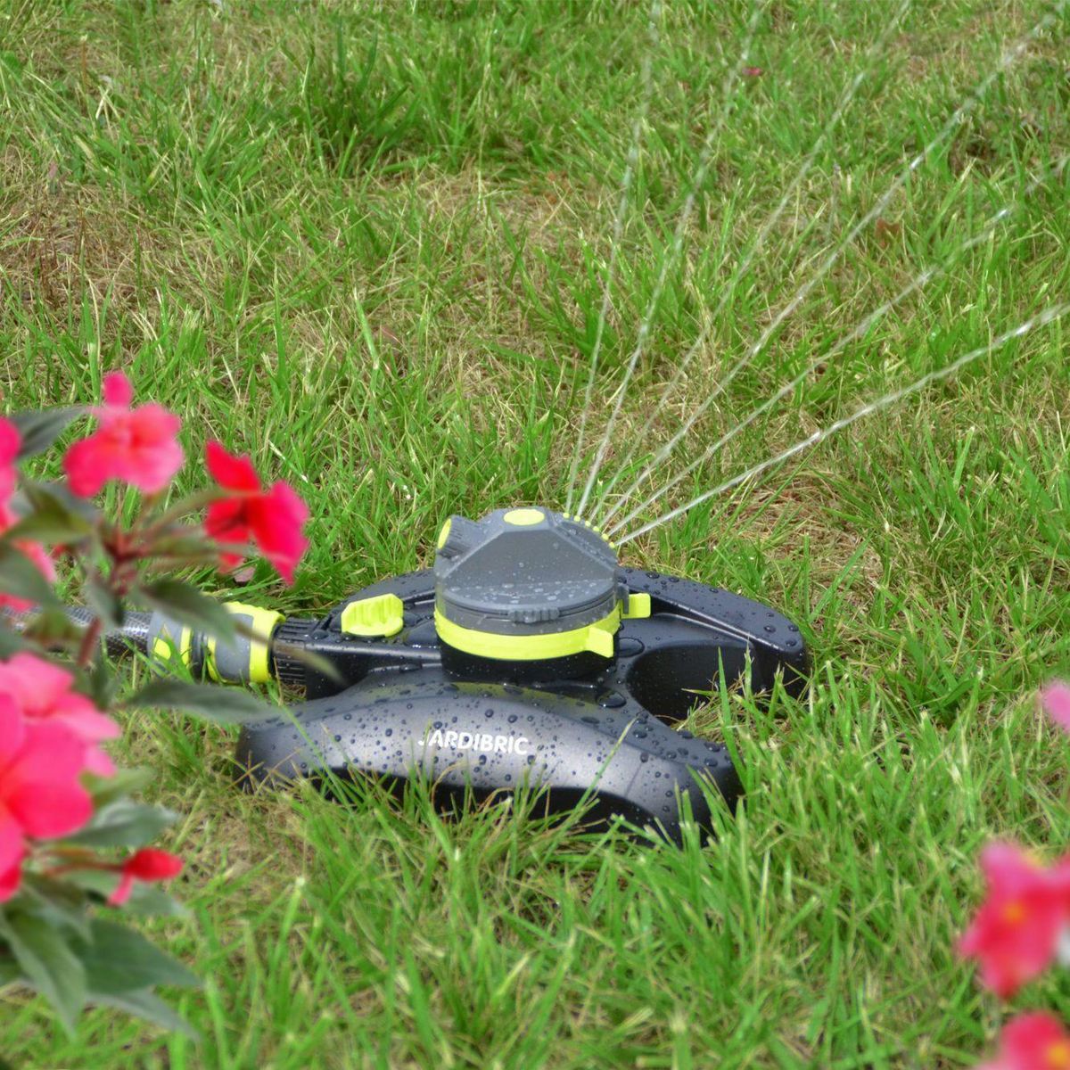 Jardibric Arroseur contour à turbine 2 jets avec vanne réglage