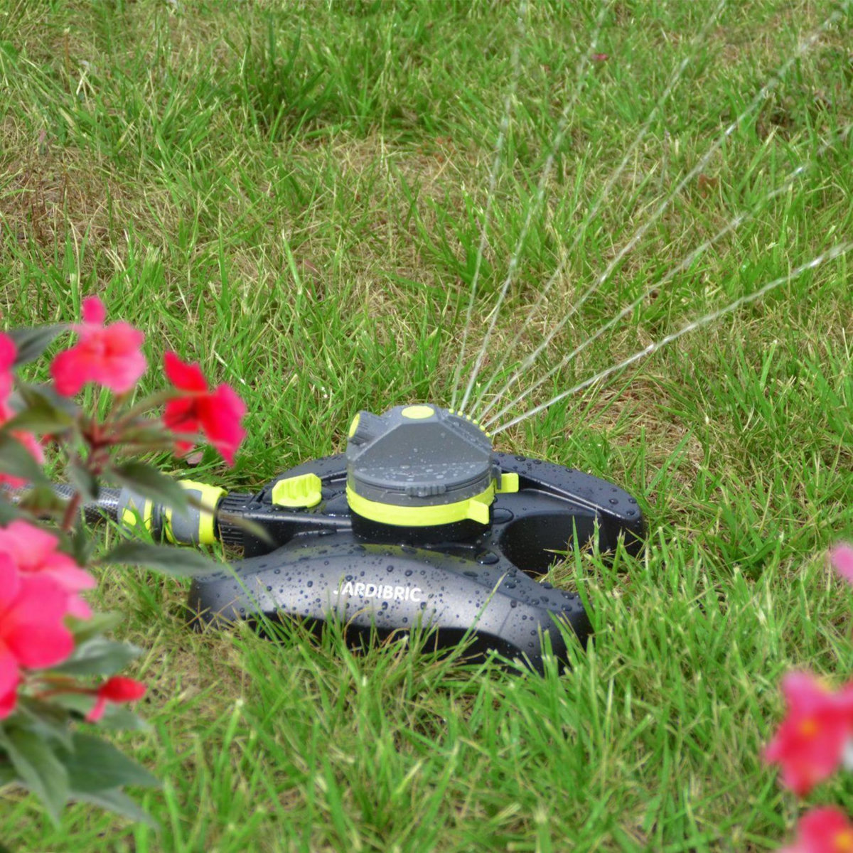 Jardibric Arroseur contour à turbine 2 jets avec vanne réglage