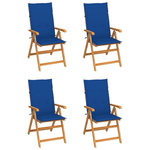 VIDAXL Chaises de jardin lot de 4 avec coussins bleu royal Bois teck