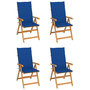 Voir la diapositive 1 : VIDAXL Chaises de jardin lot de 4 avec coussins bleu royal Bois teck