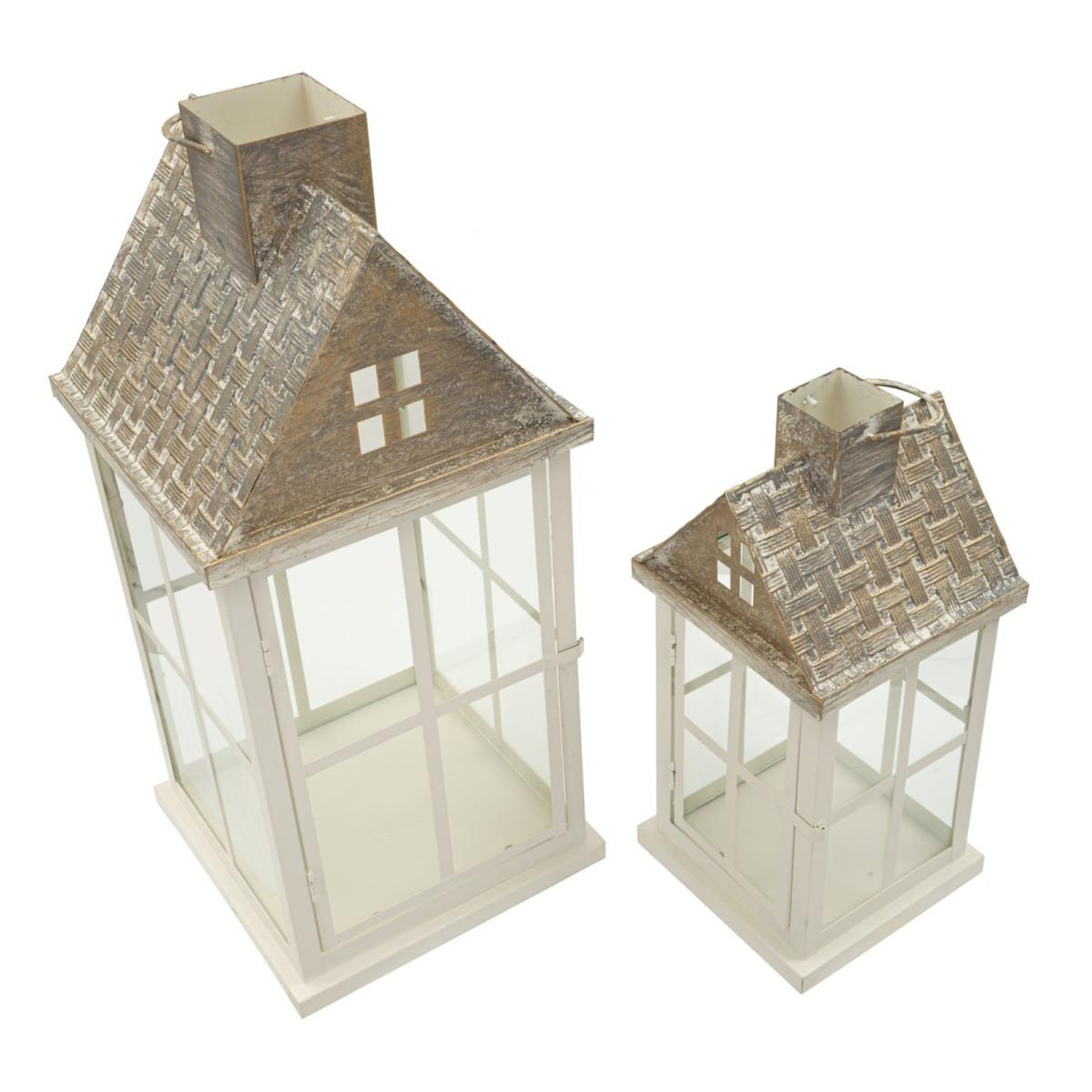 Voir la diapositive 3 : Paris Prix Lot de 2 Lanternes en Bois  Home  55cm Blanc
