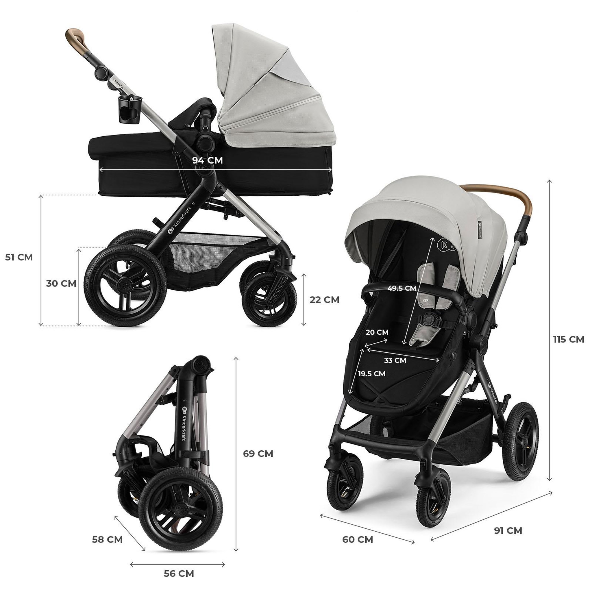 Voir la diapositive 6 : KINDERKRAFT Poussette trio moov 2 pratique et confortable