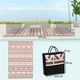 Voir la diapositive 3 : OUTSUNNY Tapis d'extérieur réversible motif graphique dim. 1,8 x 2,7 m sac transport inclus terracotta beige
