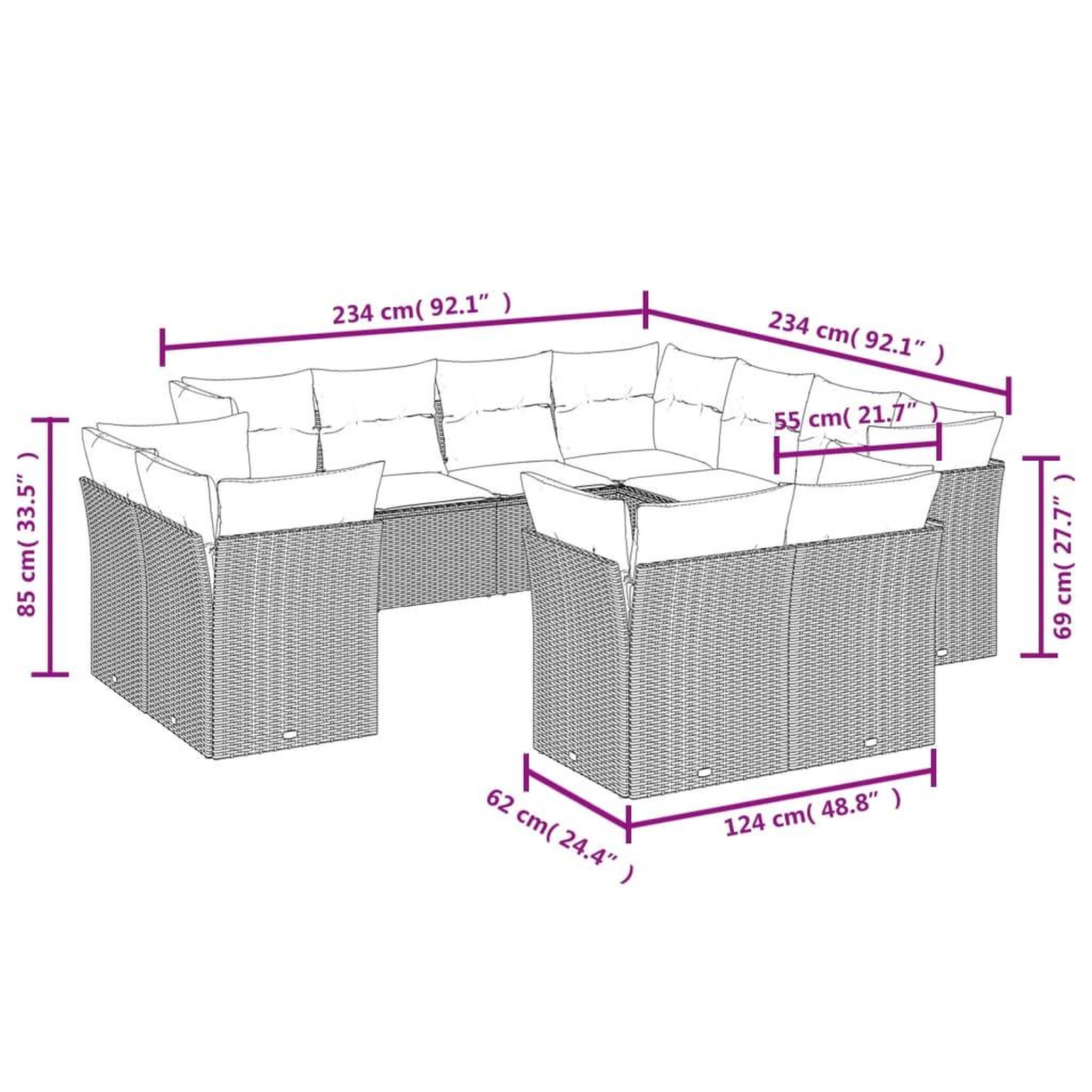 Voir la diapositive 4 : VIDAXL Salon de jardin 11 pcs avec coussins beige resine tressee