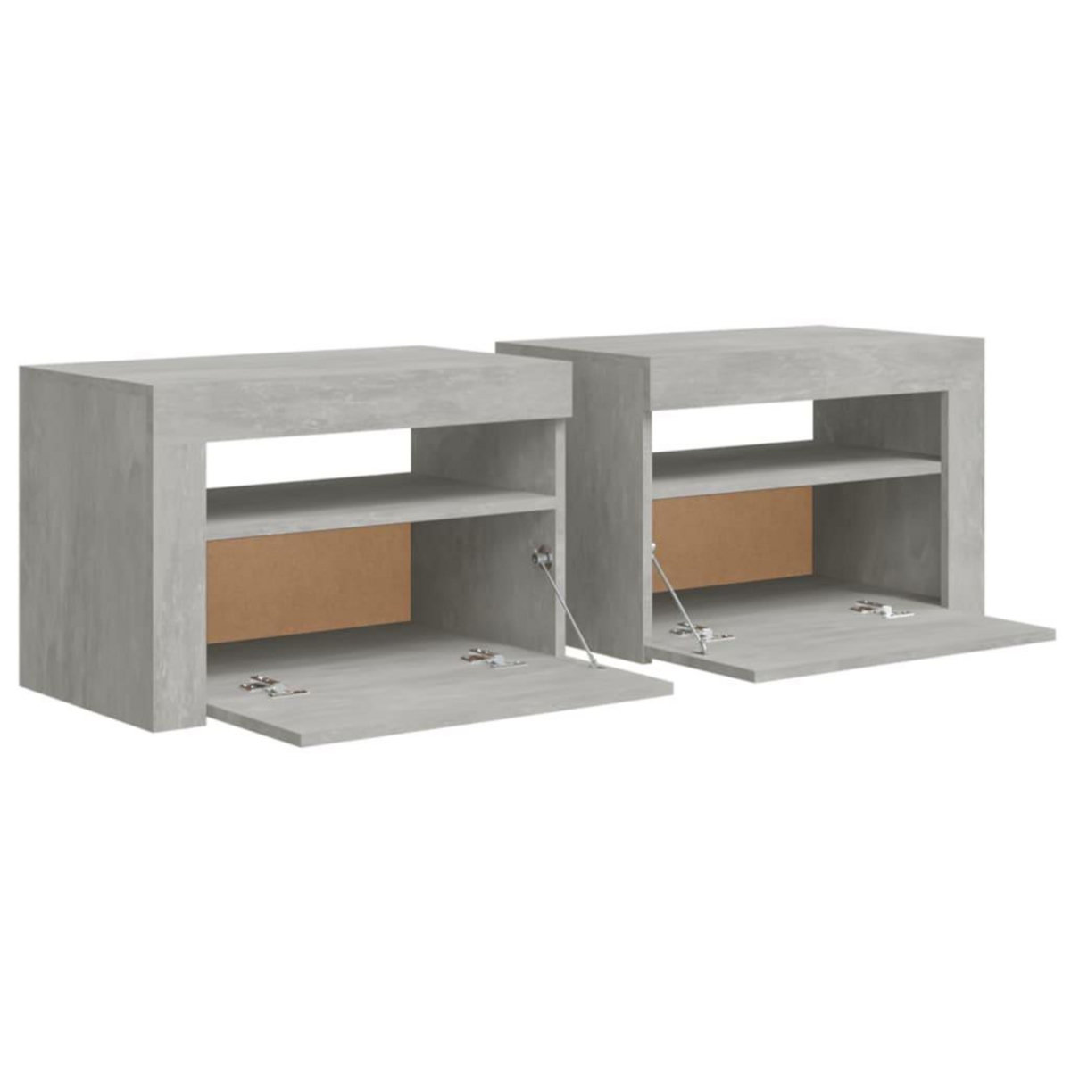VIDAXL Tables de chevet 2 pcs avec LED Gris beton 60x35x40 cm