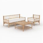 Rendez vous déco Salon de jardin blanc 4 personnes en bambou, table basse carré-Vadella